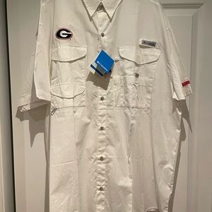 UGA Columbia Men's White  Button Down Shirt NWT